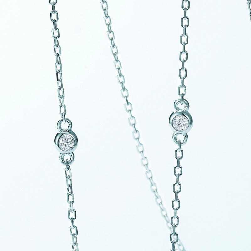 S925 Sterling Silver Lab-Grown Emerald Geometric Necklace