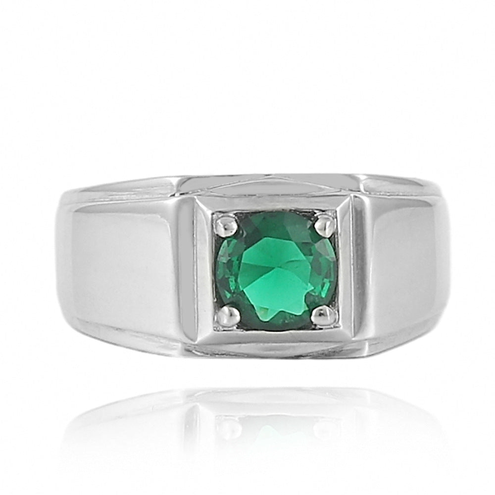 Trendy Multicolor Gemstone Titanium Steel Ring for Men and Women