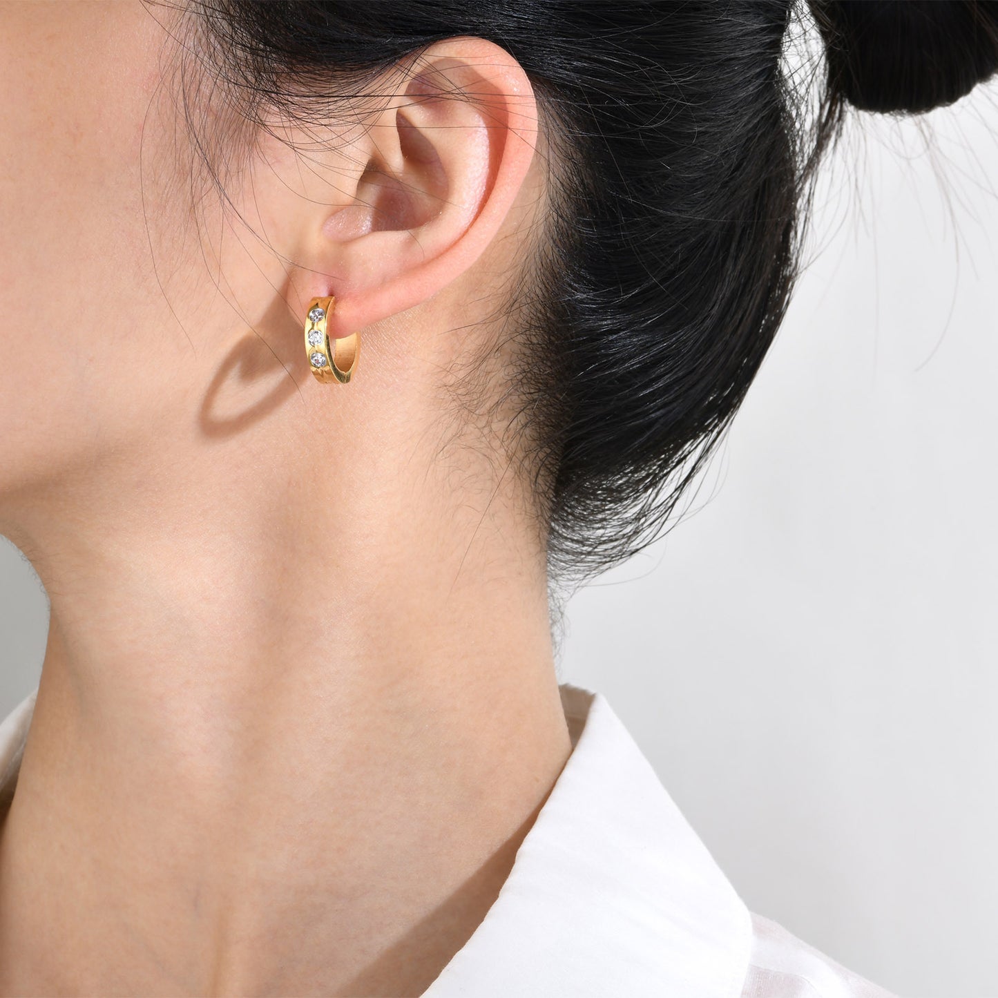 Titanium Steel Earrings Women's Fashion Personality Gold Zircon