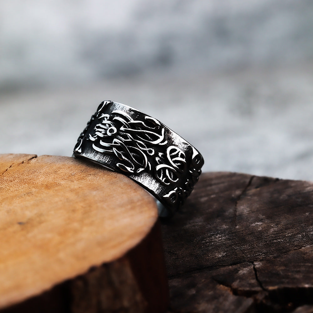 Wish Cross-Border Nordic Celtic Odin Dragon Titanium Steel Ring