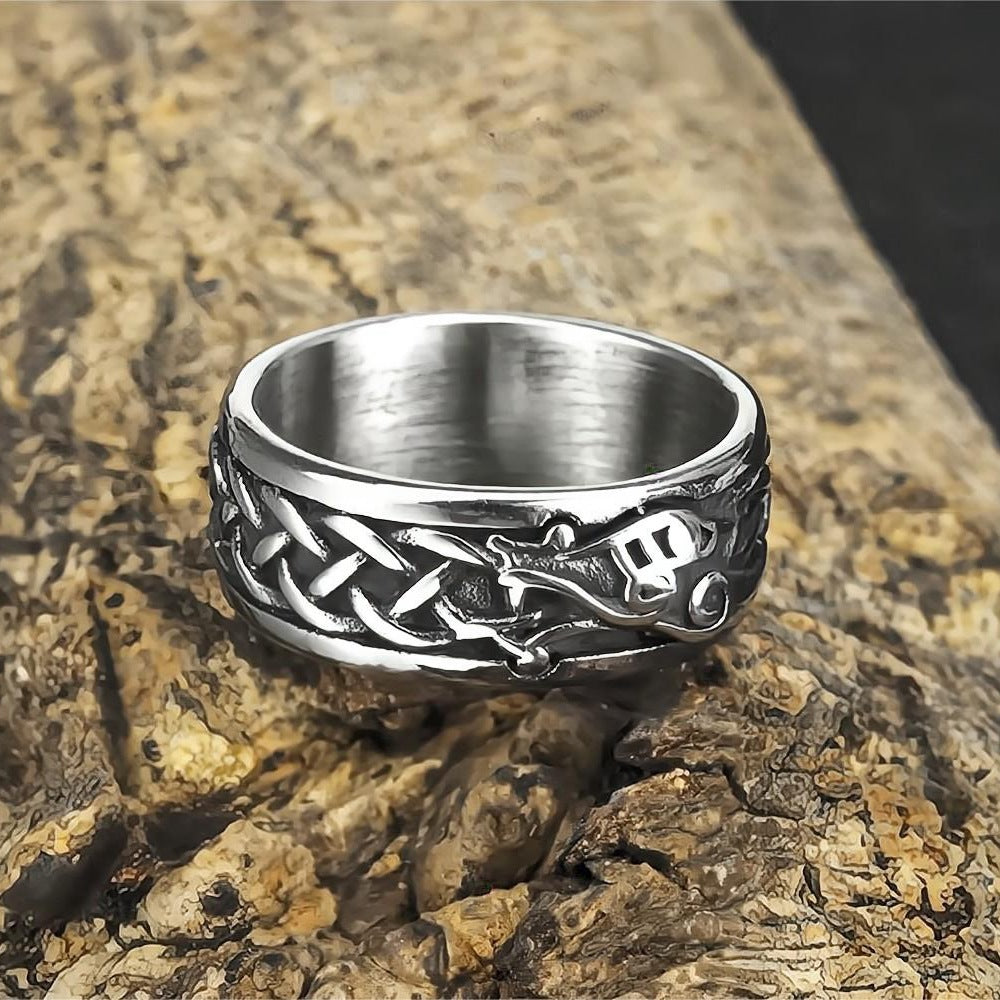 European And American Jewelry Wholesale Men's Titanium Steel Ring Viking Crow Pattern Personalized Ring