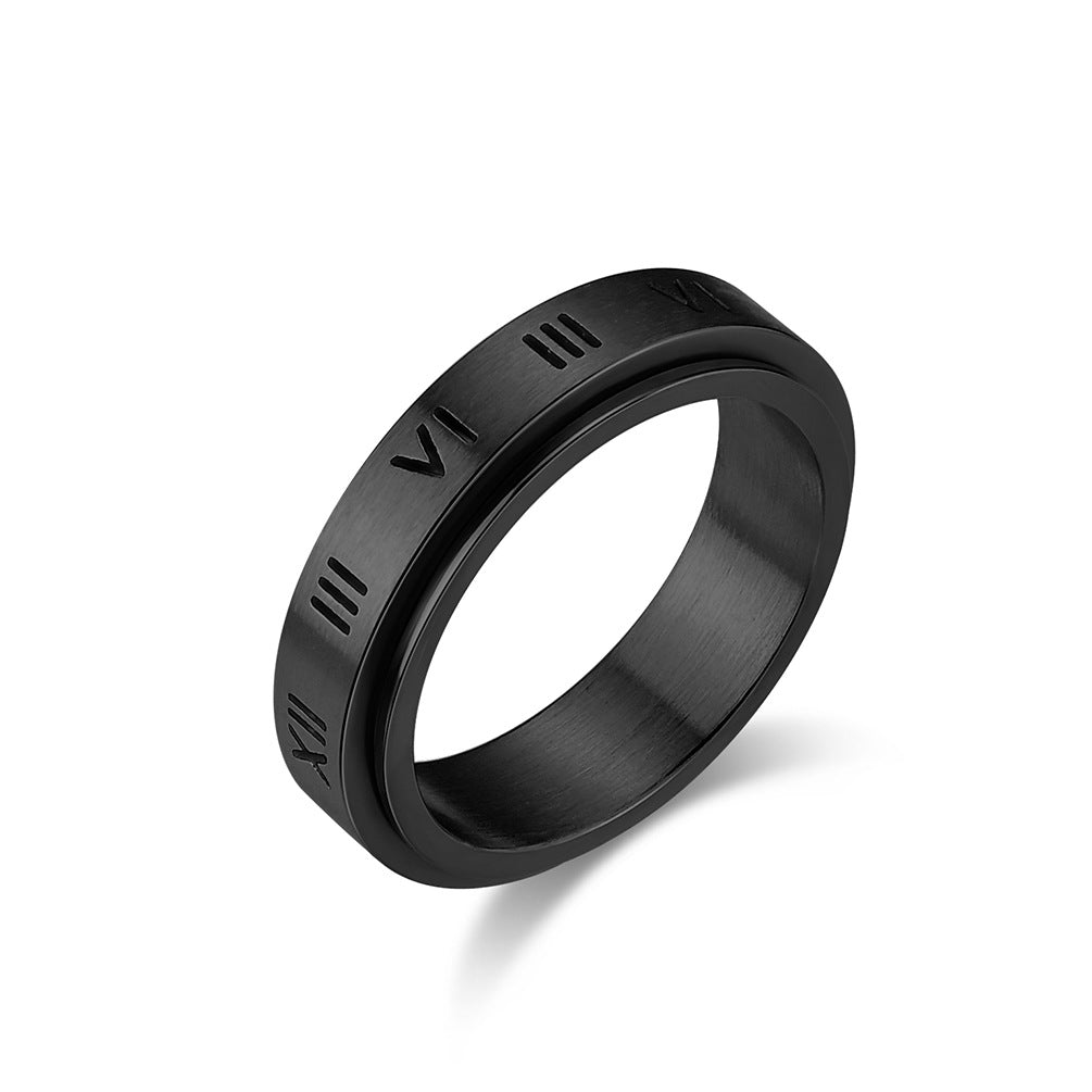 European, American and Roman Digital Rotary Titanium Steel Ring