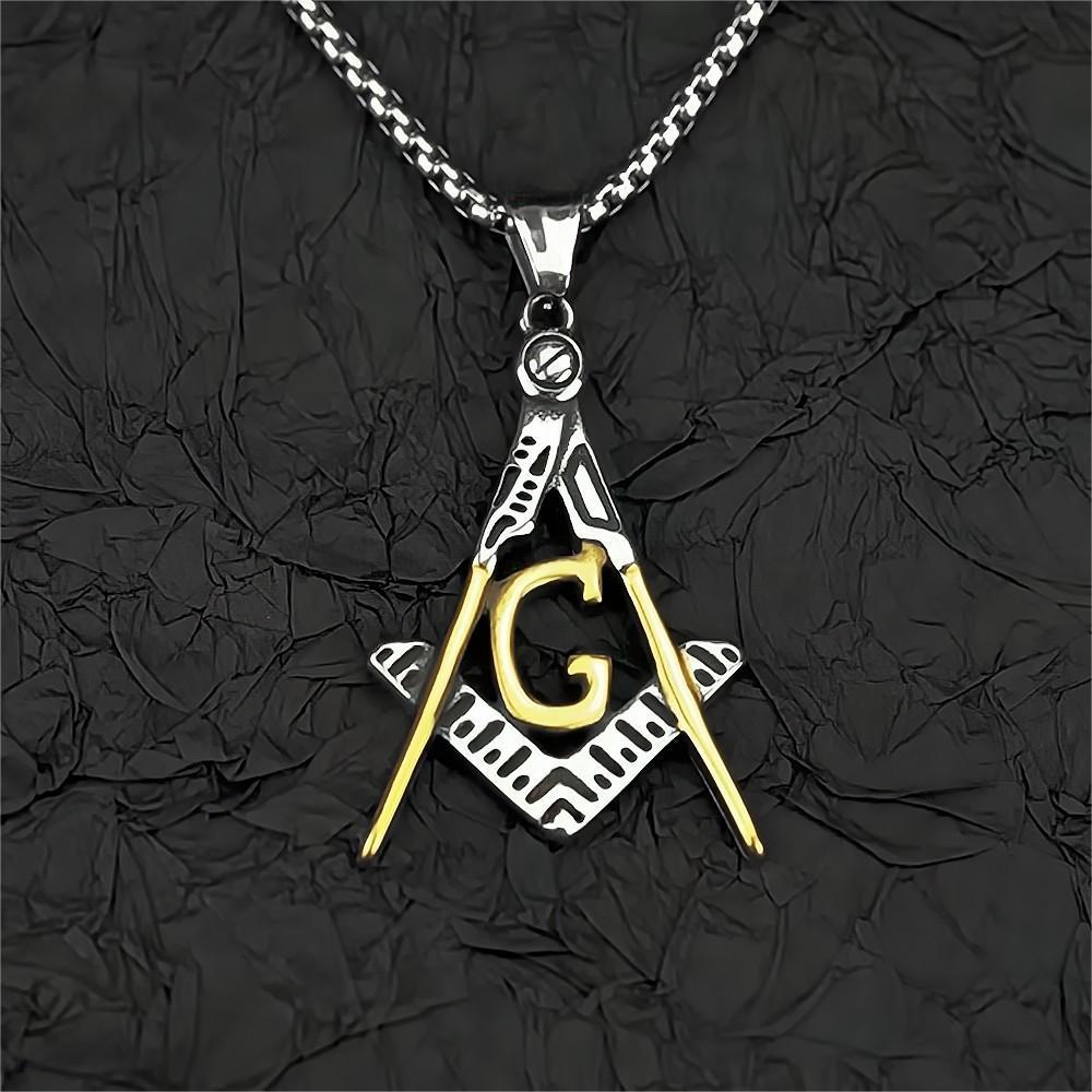 European and American Jewelry Wholesale Titanium Steel Men's Pendant Necklace Retro AG Masonic Design