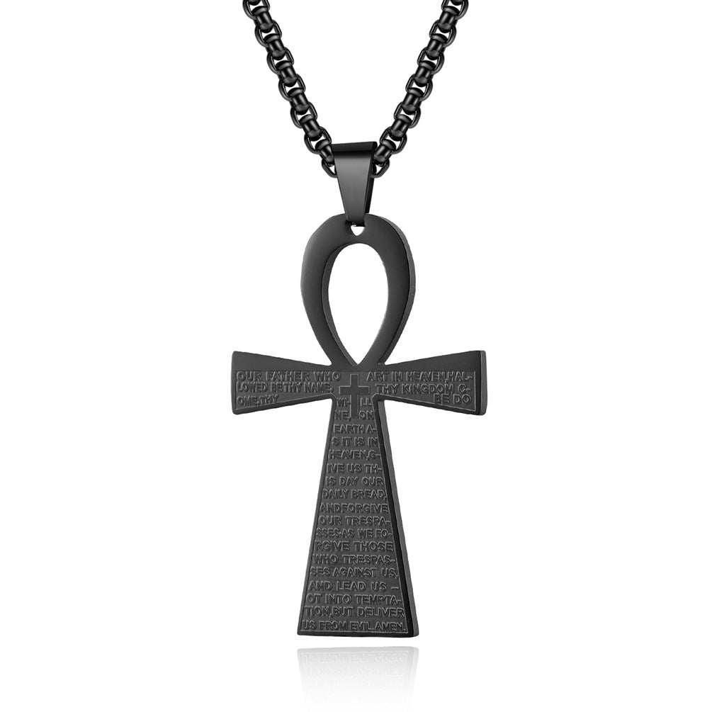 Cross-Border E-Commerce Supply Ancient Egypt Anka Cross Stainless Steel Necklace for Men