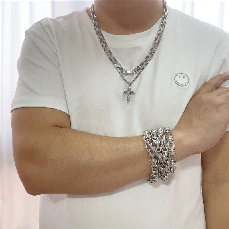 Personalized Retro Titanium Steel Cross Pendant Necklace for Trendy Men