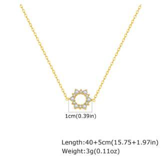 Stylish & Stainless Steel Flat Cross Chain Zircon Sunflower Bracelet Necklace Gold