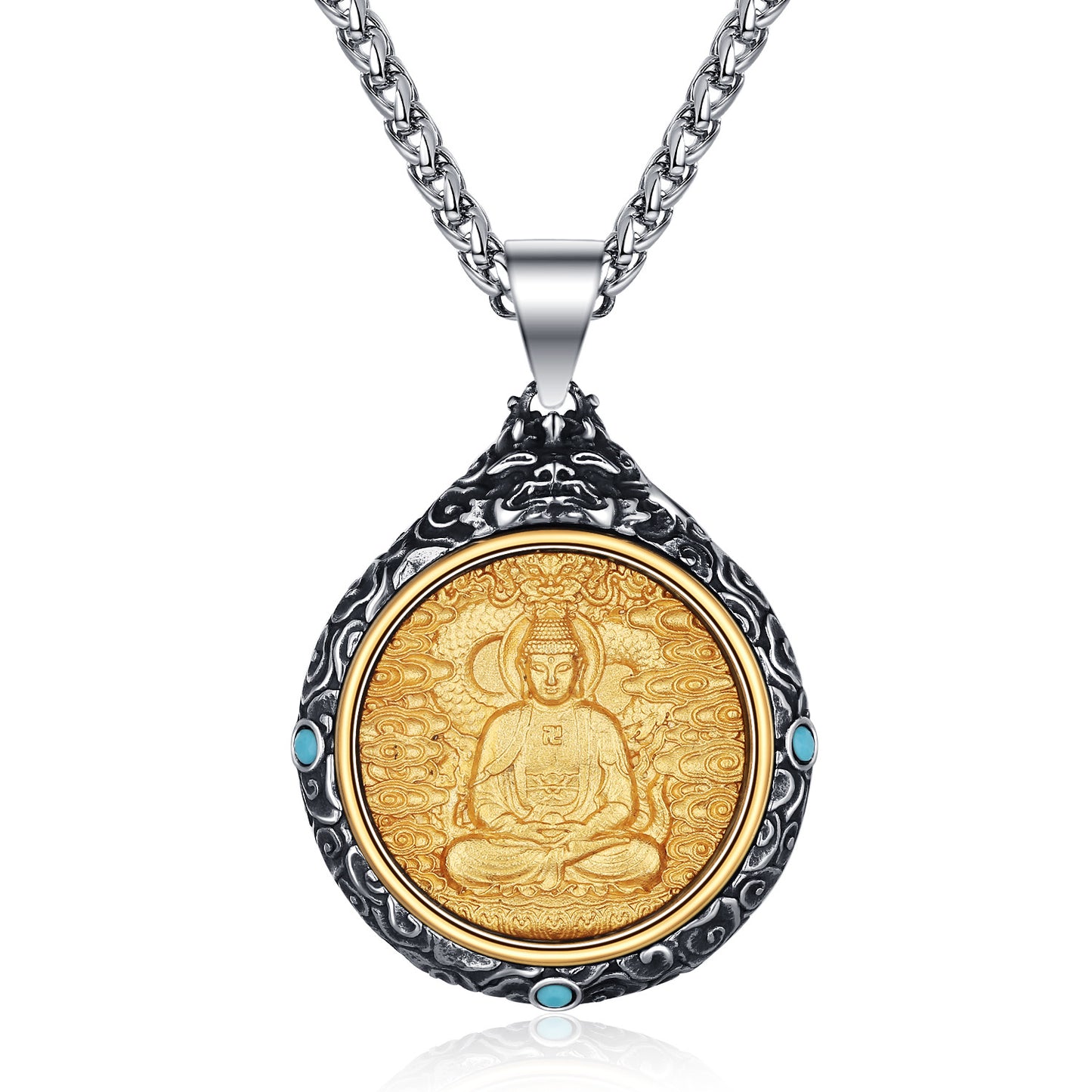 Titanium Steel Necklace – Elegant Bodhisattva Zodiac Pendant Necklace For New Chinese Style