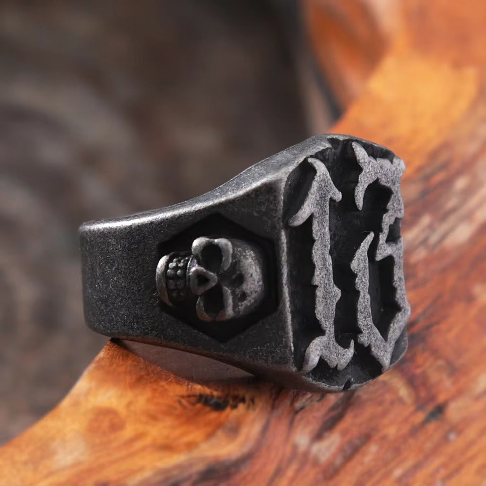 Vintage Number Stainless Steel Men's Ring