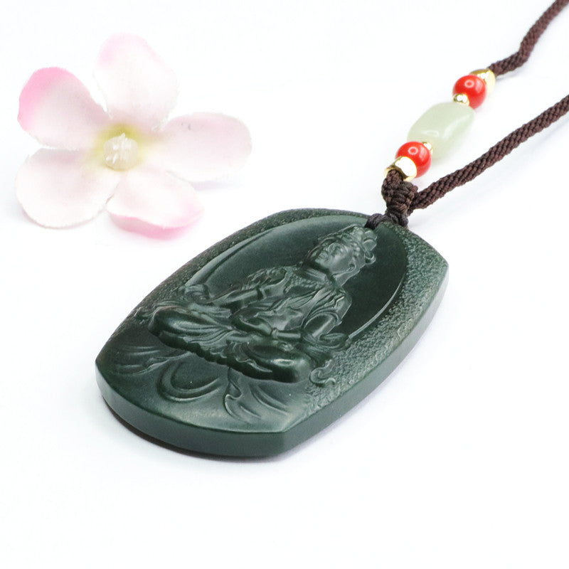 Taqing Hetian Jade Tara Plaque Pendant