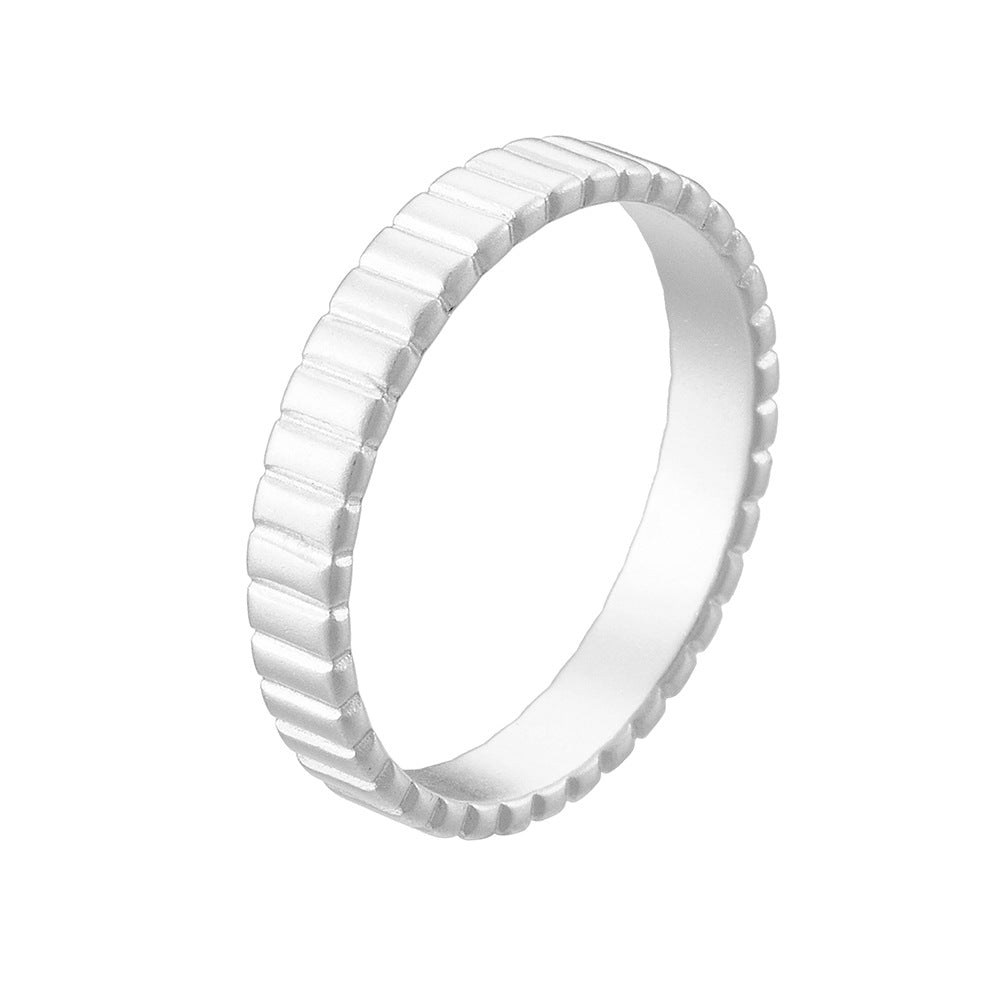 S925 Sterling Silver Striped Plain Ring