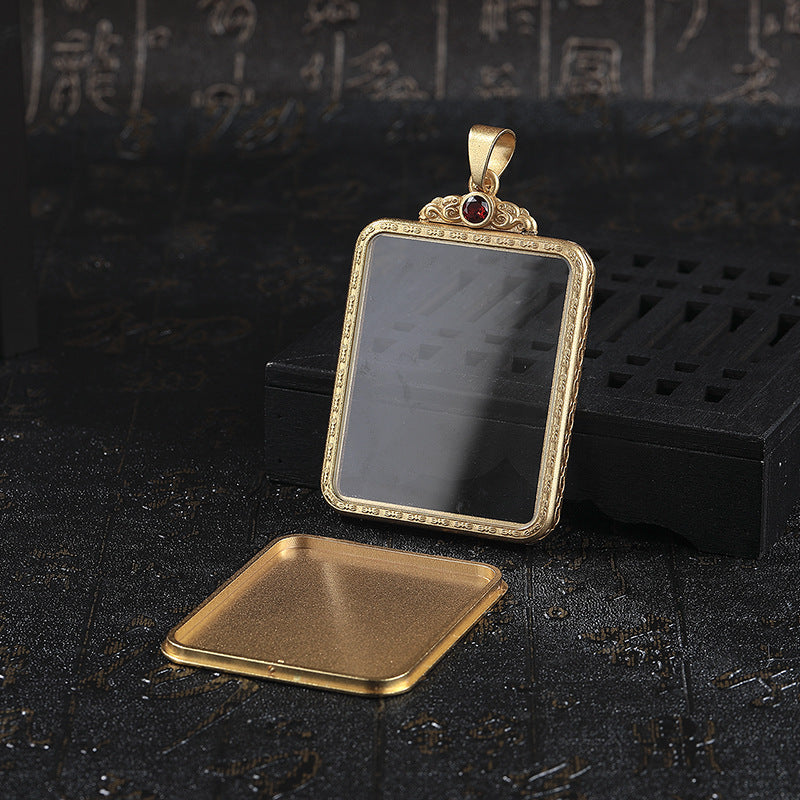 Steel Pendant – Vintage Tibetan Thangka Box Pendant