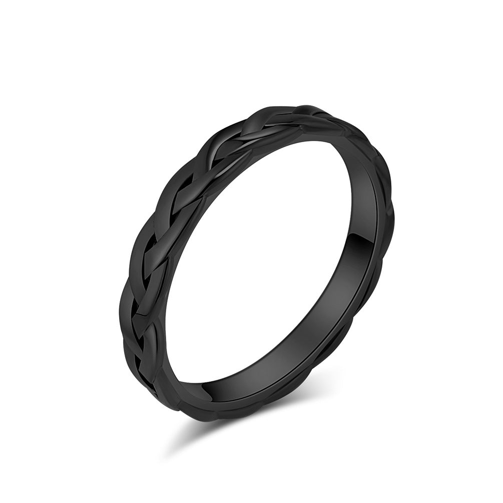 Woven Chain Titanium Steel Ring Fashion Light Luxury Engagement