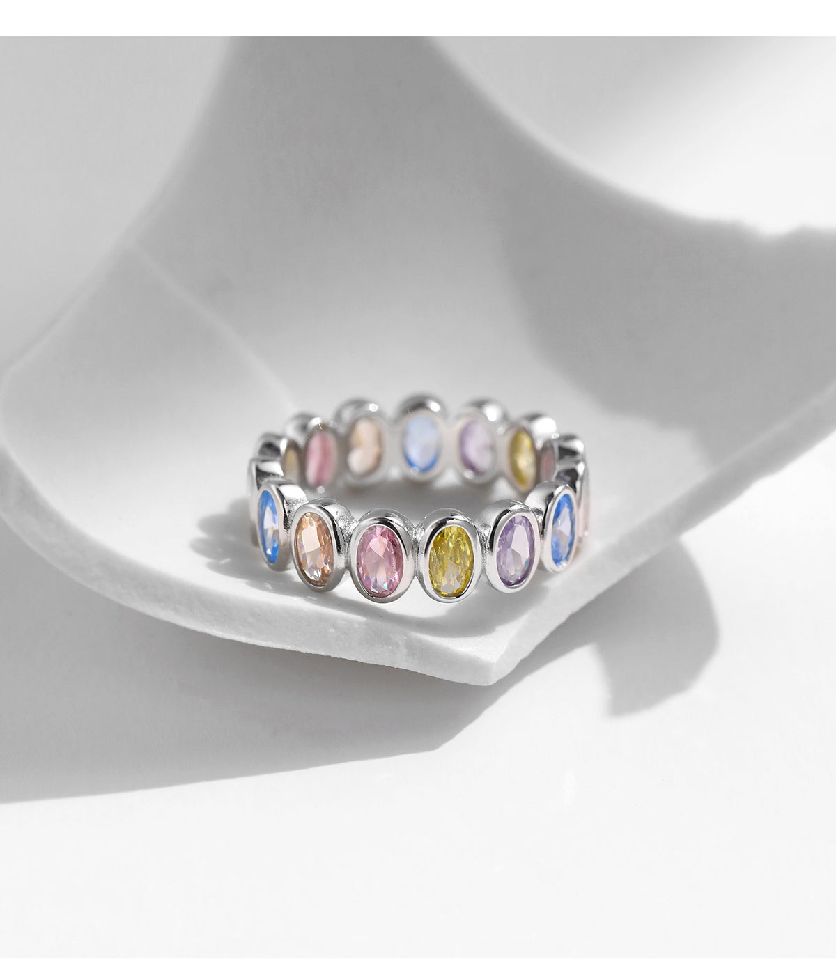 925 Sterling Silver Rainbow Zircon Ring
