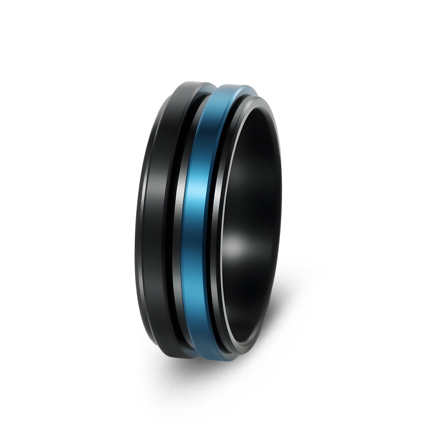 Planderful Two Tone Rotating Ring Stress Relief Unisex Titanium Steel Decompression Jewelry