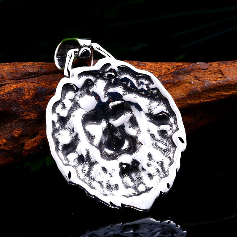 Stainless Steel Retro Lion Pendant for Men - European and American Style Jewelry