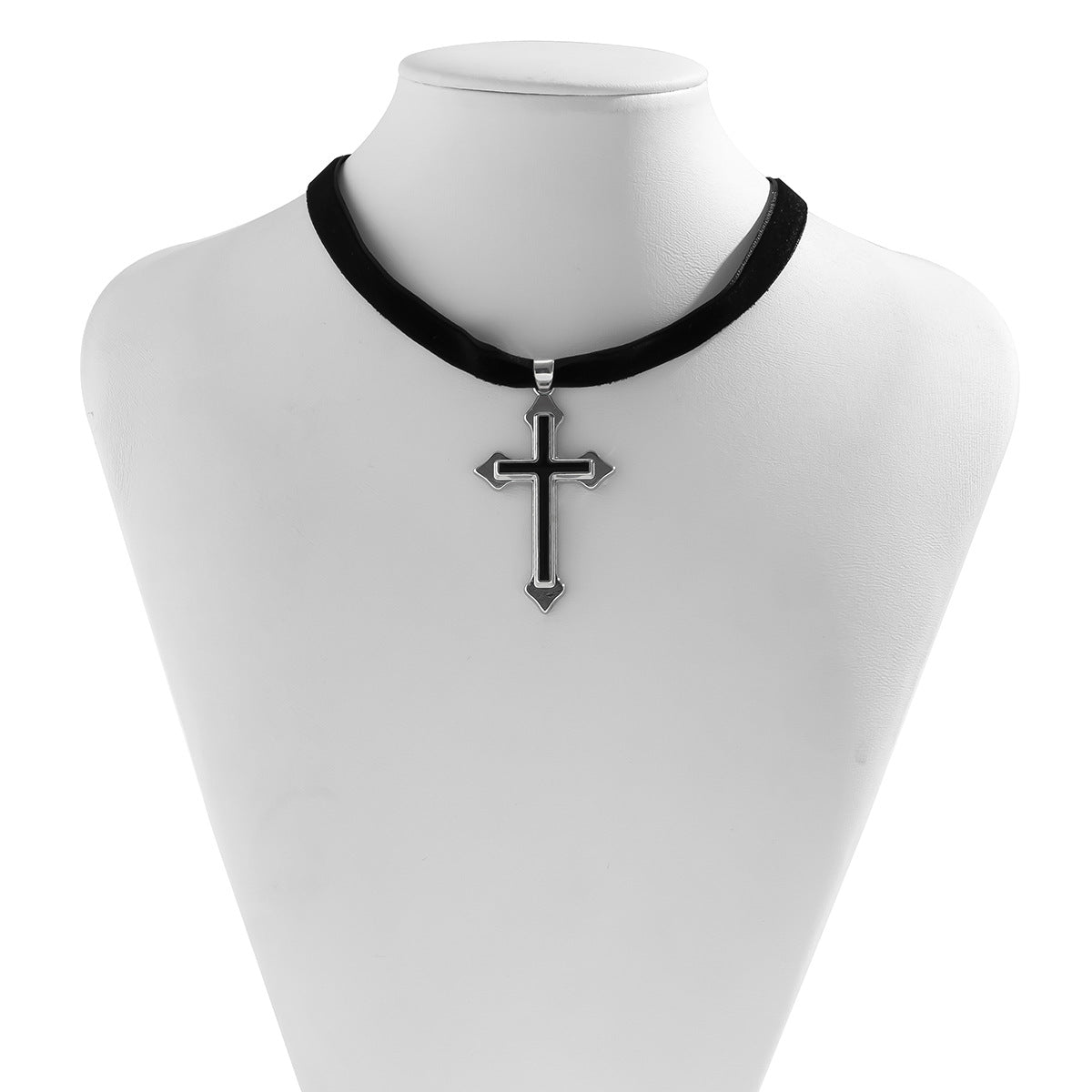 Cross Pendant Choker Necklace Planderful Vienna Verve Exaggerated Statement Metal Jewelry For Women