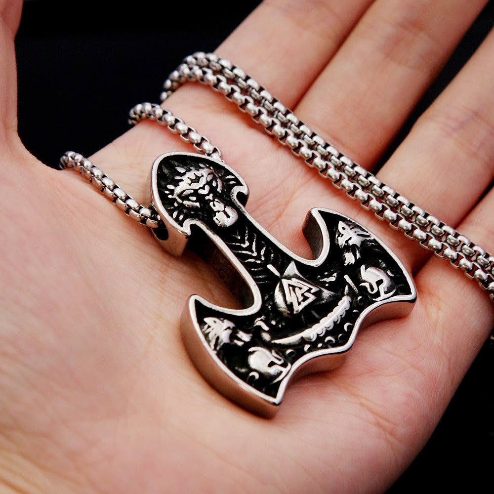 Retro Titanium Steel Hip-Hop Men's Necklace Viking Pendant