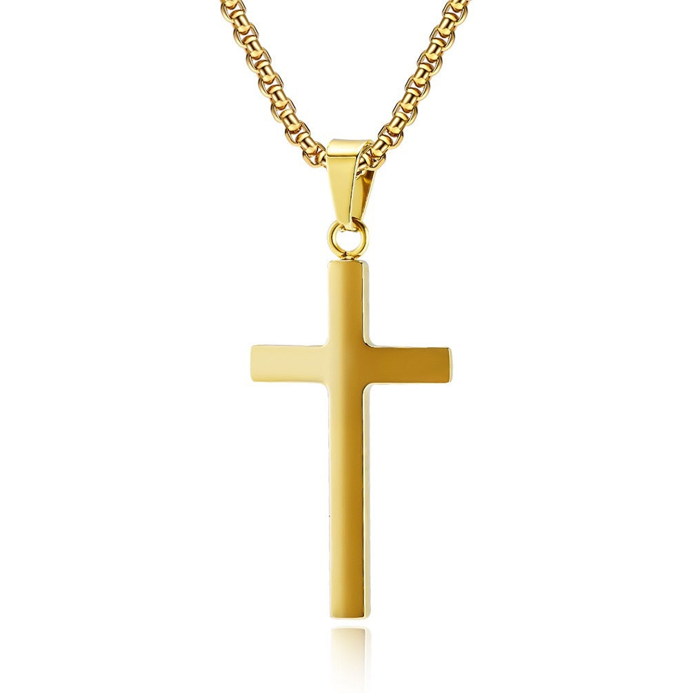 Planderful Stainless Steel Cross Pendant Necklace For Men Hip Hop Style Accessory