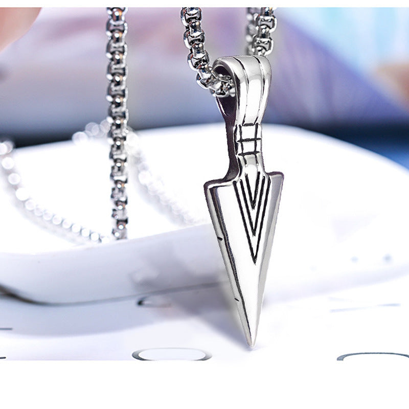 Vintage-Inspired Titanium Steel Men's Pendant - Personalized Spearhead Design for Wholesale