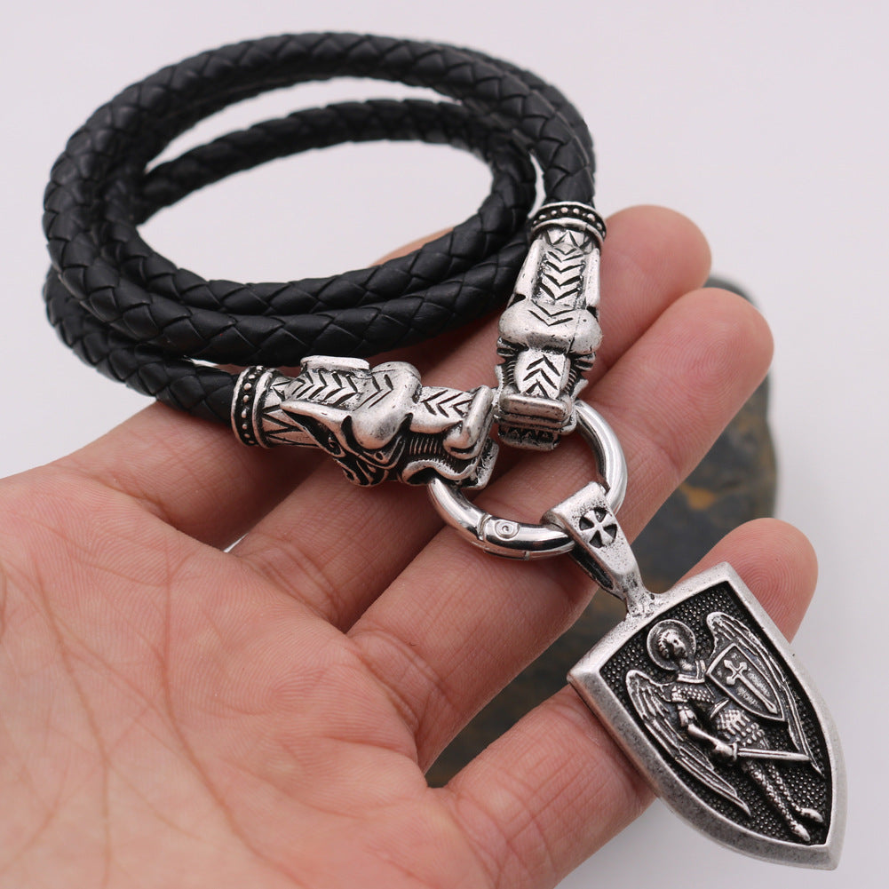 Dragon Wing Viking Sword Archangel Metal Necklace for Men from Norse Legacy Collection