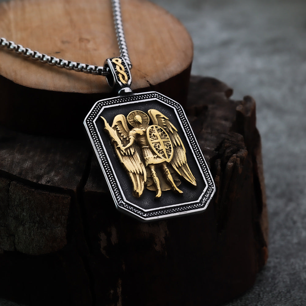 Fashion Personality Room Golden Mi Galle Archangel Viking Pendant Necklace for Men