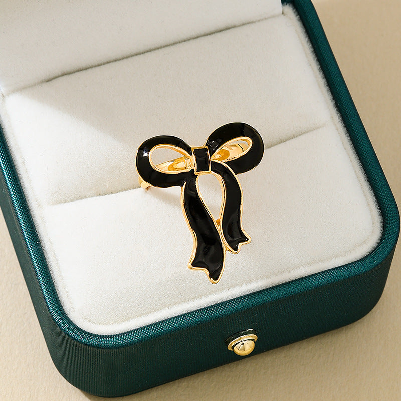 Fashionable Black Bow Ring for Women by Planderful