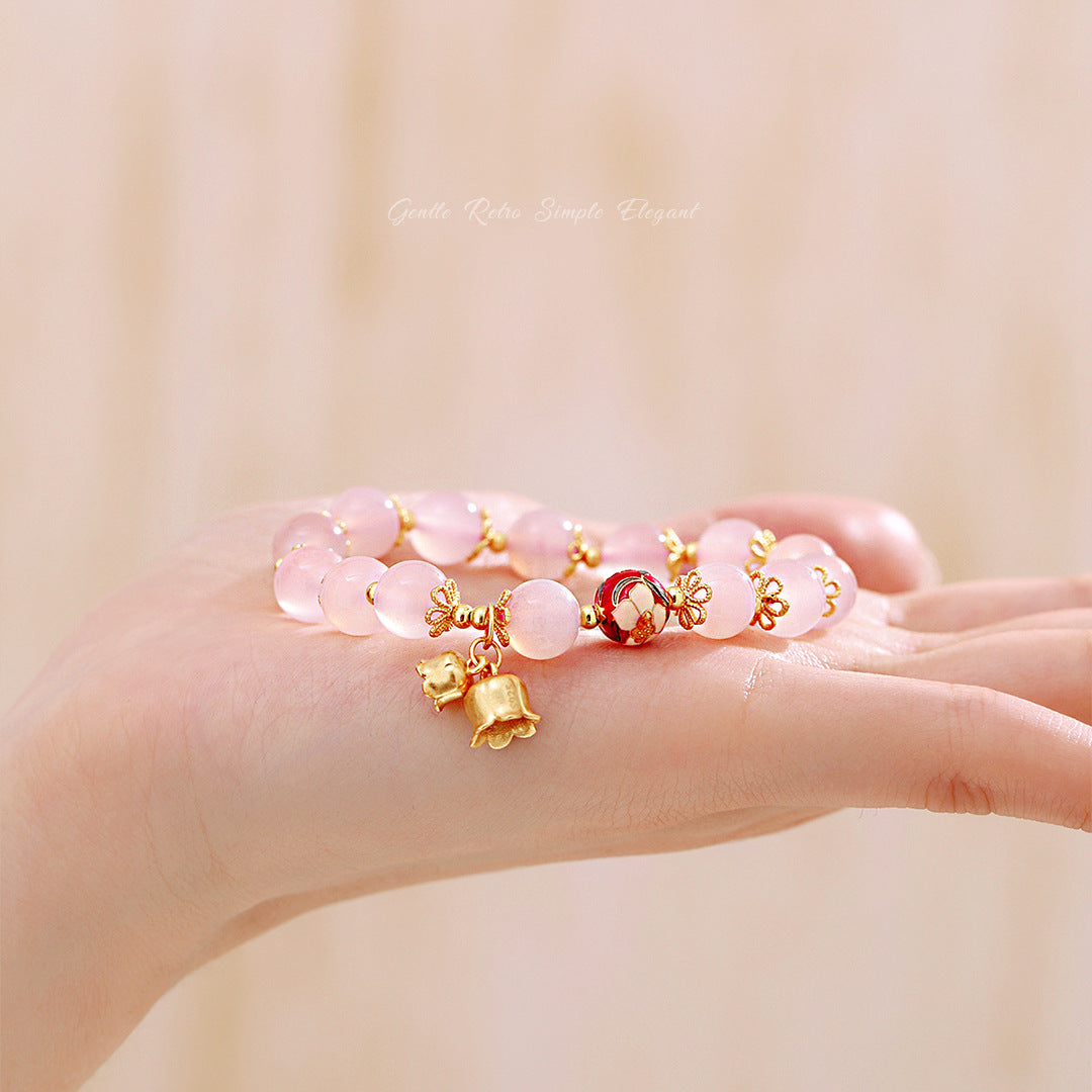 Vintage Pink 925 Sterling Silver Women's Bracelet