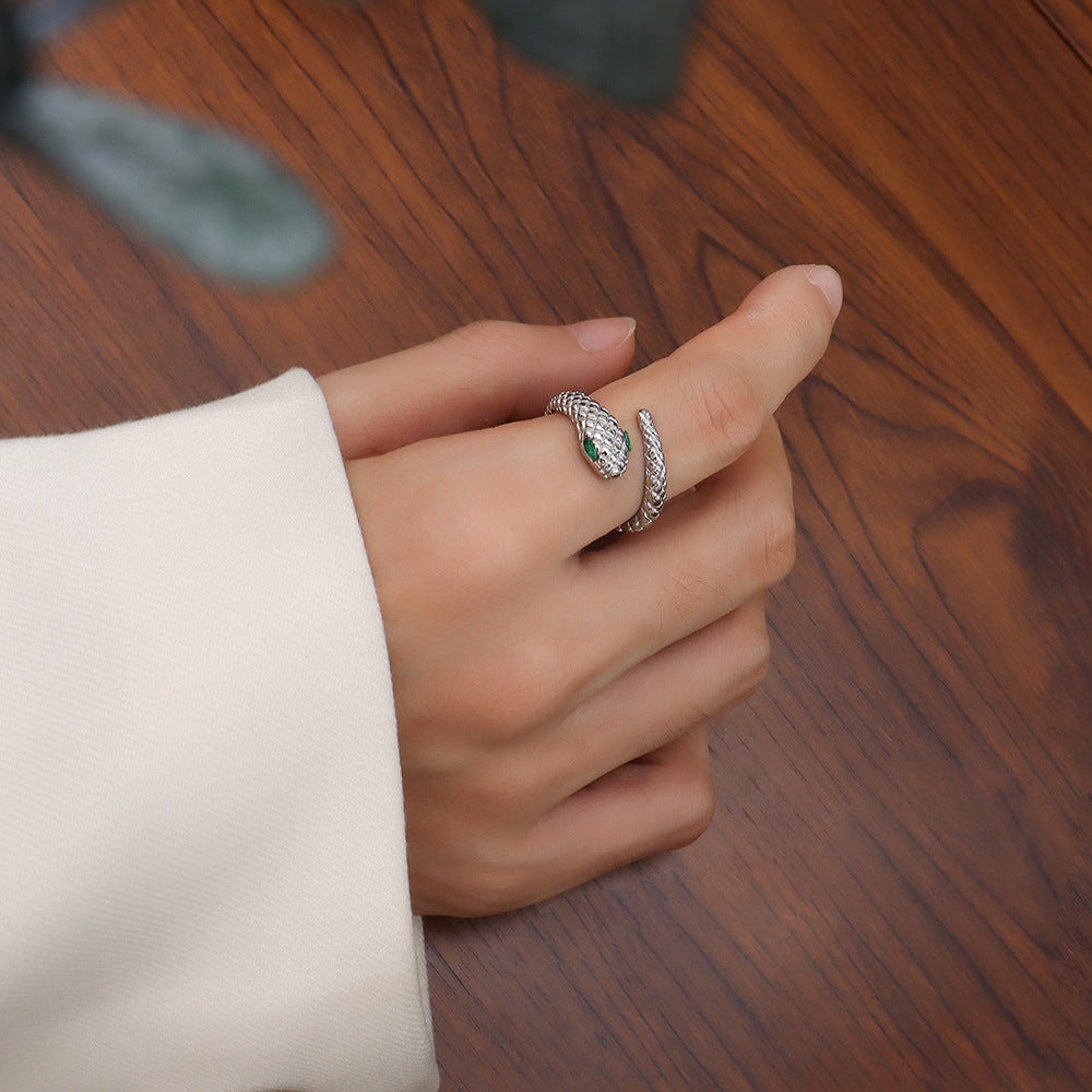 Elegant 18k Gold Plated Snake Ring with Zircon Detailing