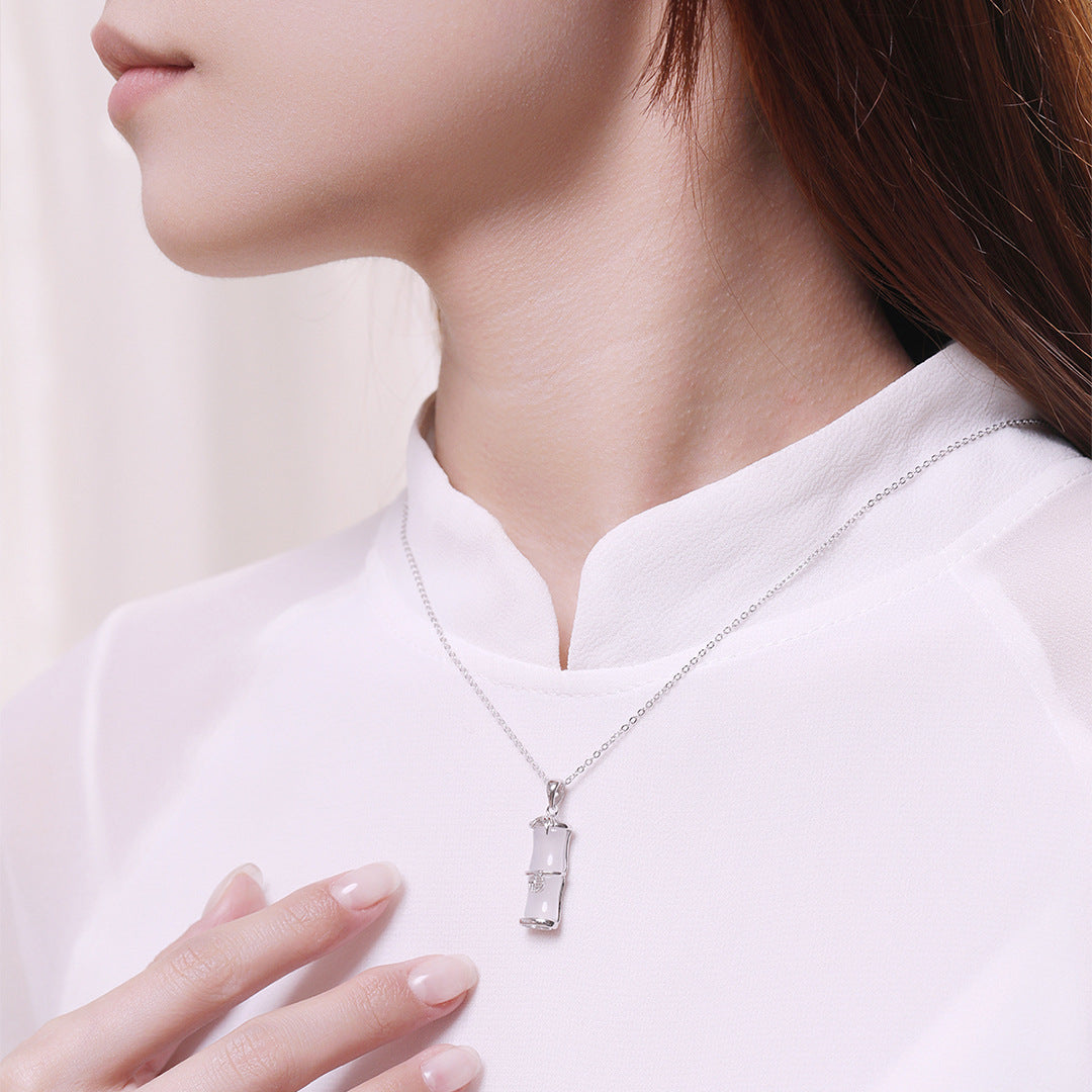 S925 Sterling Silver Bamboo Leaf Necklace