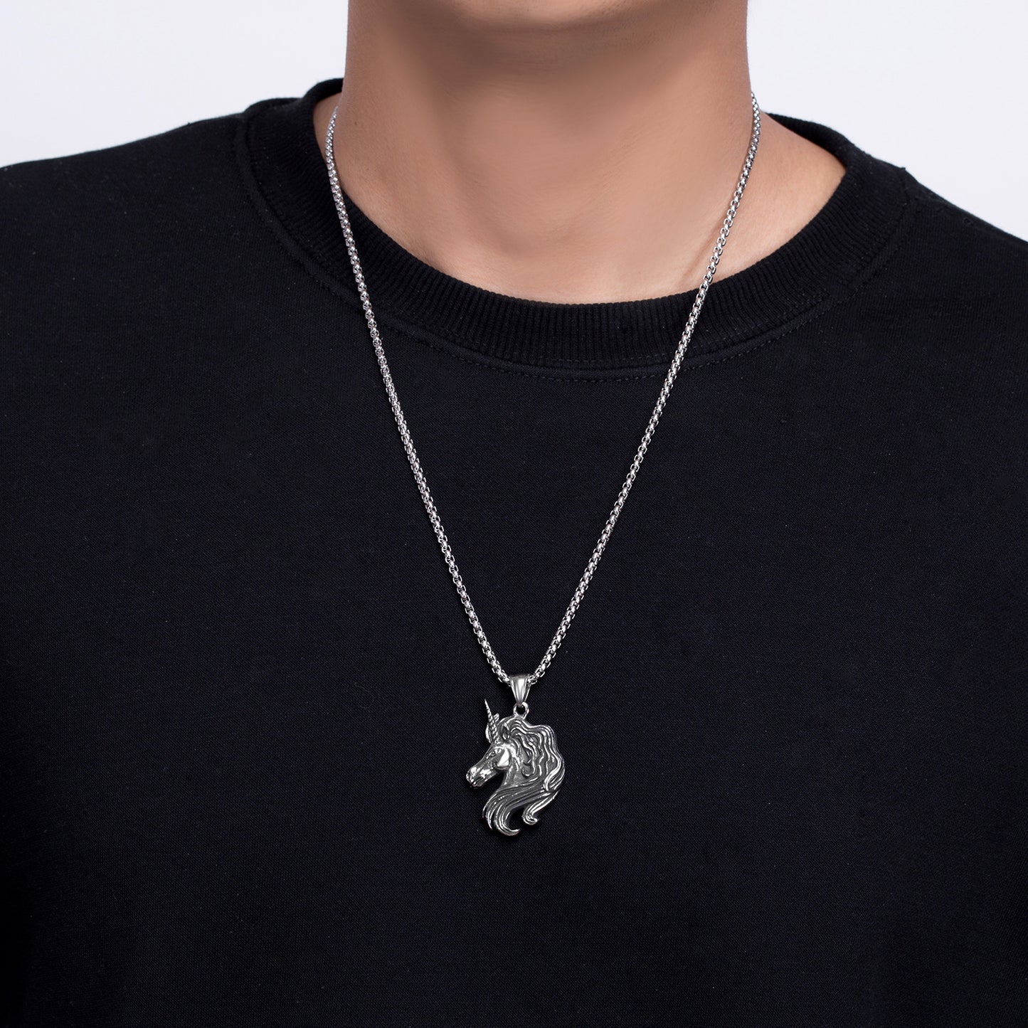 Titanium Steel Necklace - Vintage Zodiac Horse Pendant