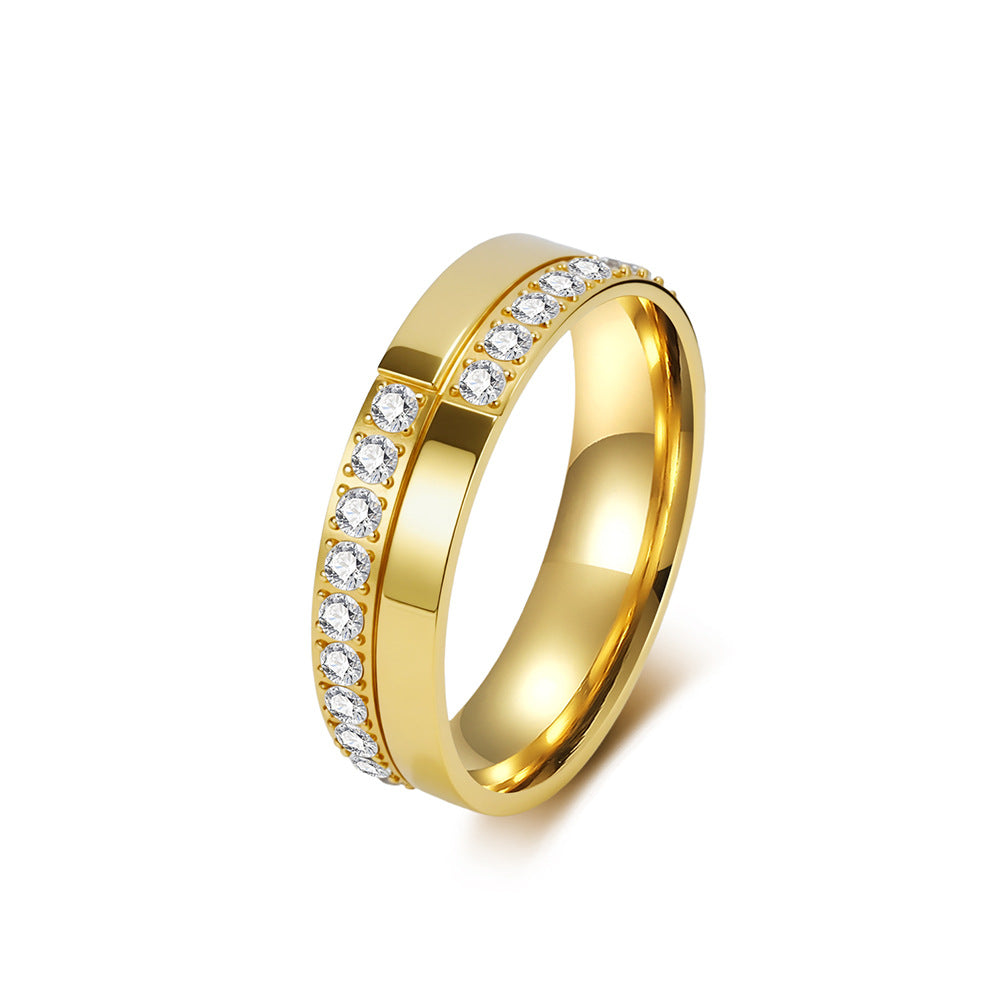 Stainless Steel Zircon Ring Women's Pavé Zircon