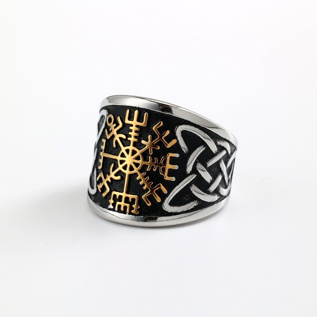 Vintage Viking Compass Stainless Steel Men's Ring