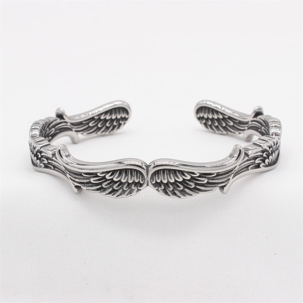 Planderful Everyday Genie – Retro Angel Wings Titanium Steel Bracelet