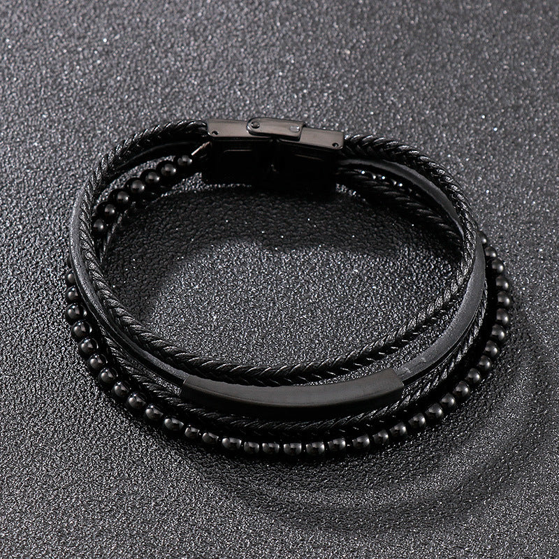 Planderful Men Stainless Steel Curved Weaving Bracelet