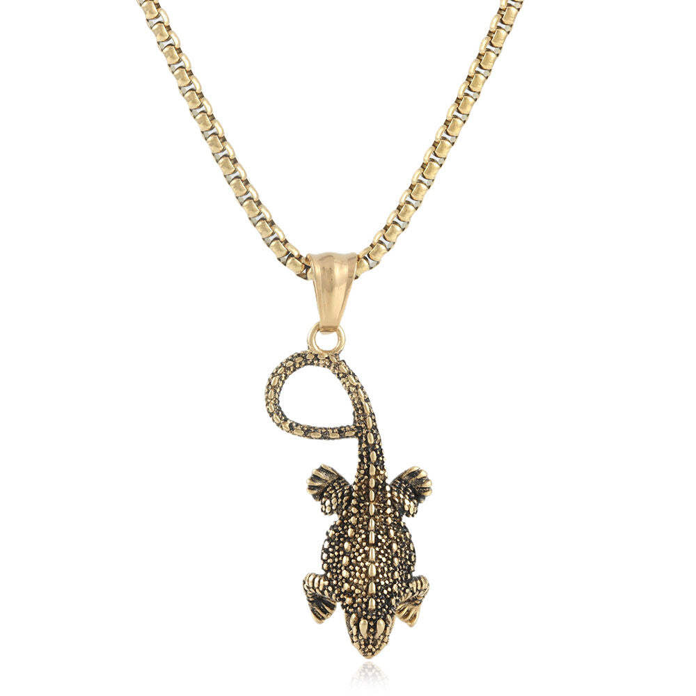 European And American Stainless Steel Lizard Pendant Necklace
