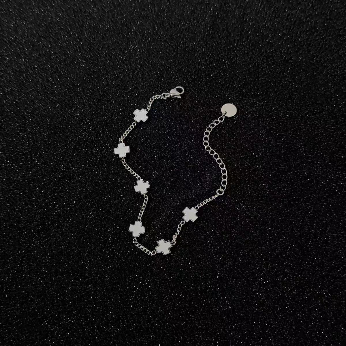 Planderful Jewelry Cross Bracelet In Steel Black And White Splice For Women And Men High End Fashion