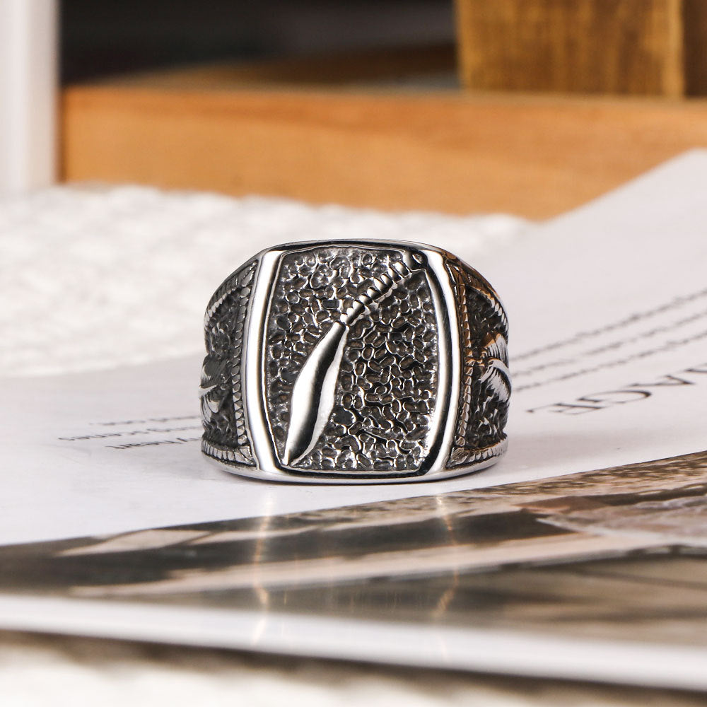 Non-Fading Nepalese Punk Titanium Steel Men's Ring Street Party Festival Ring
