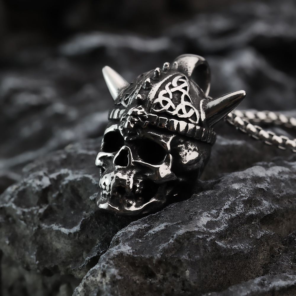 European And American Retro Stainless Steel Skull Pendant Necklace For Men