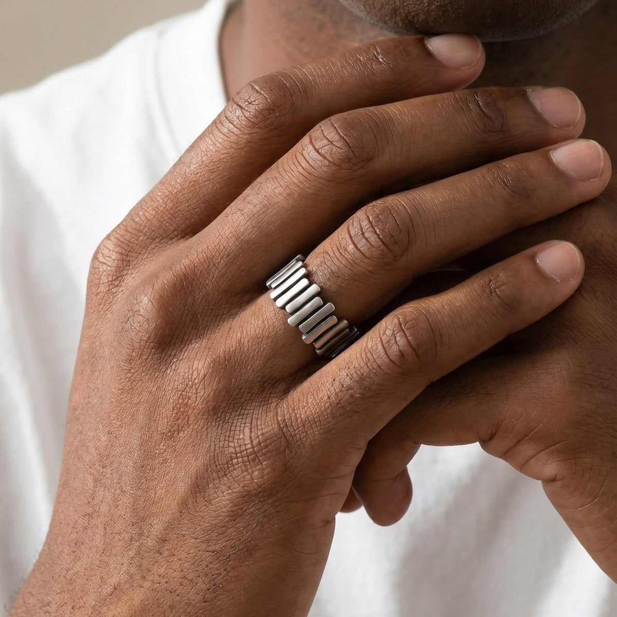 Cold Wind Geometry Irregular Stainless Steel Gear Unisex Ring