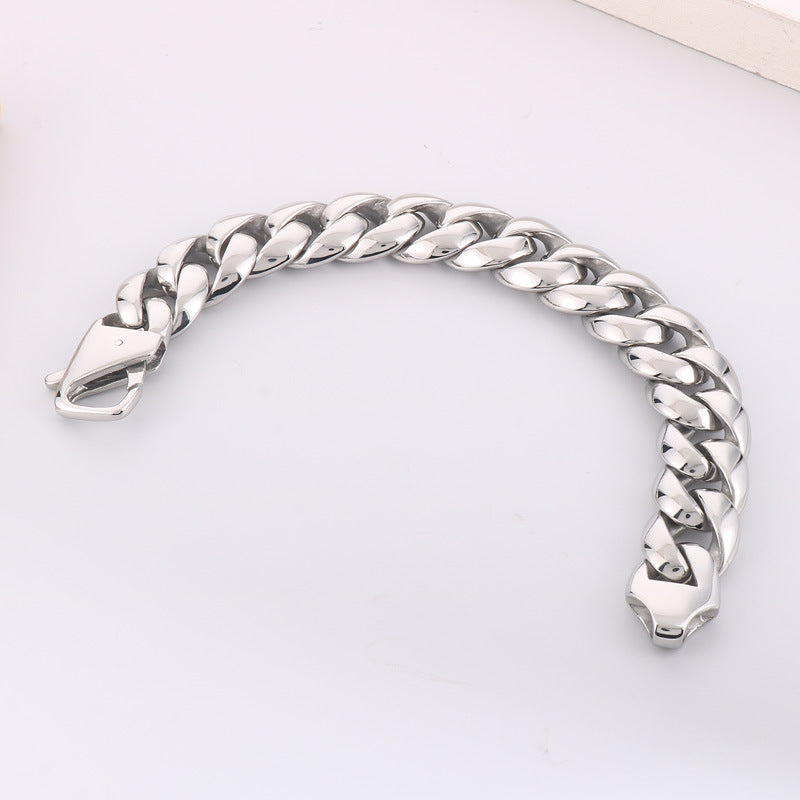 Urban Chic Titanium Steel Cuban Chain Bracelet for Men - Simple and Stylish Jewelry