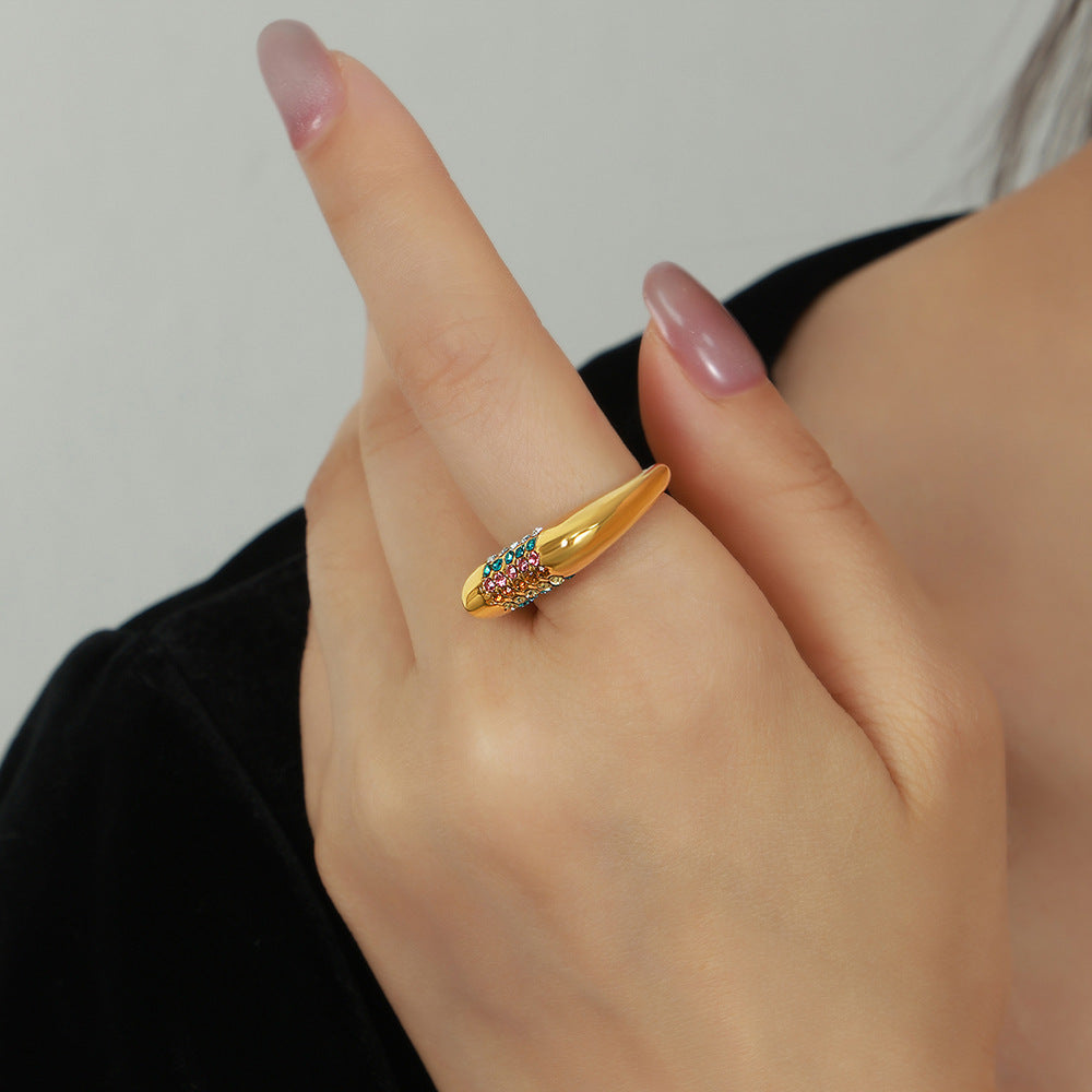Luxurious Geometric Zircon Gold-Plated Ring - Stylish Women's Jewelry