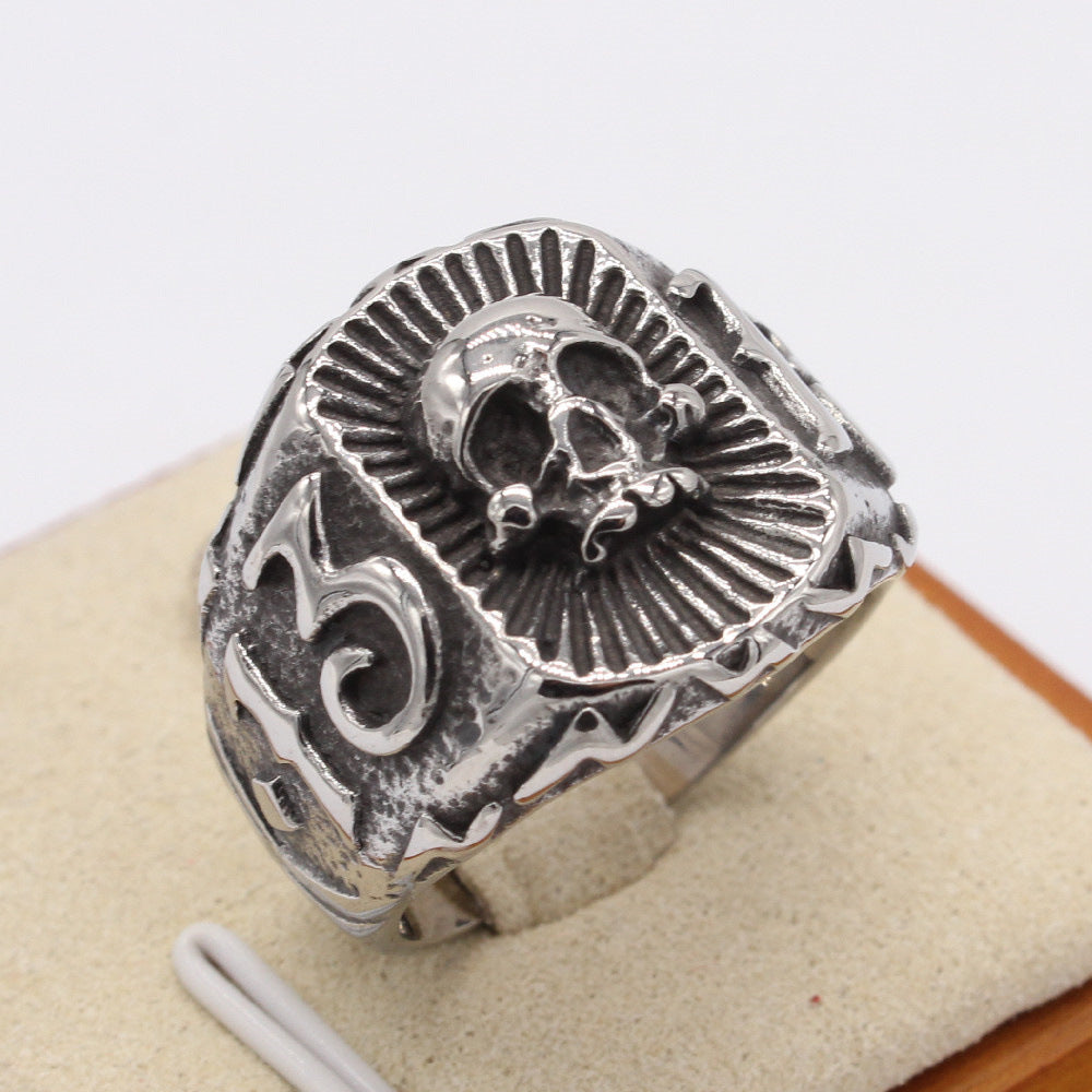 Gothic Number 13 Skull Titanium Steel Ring