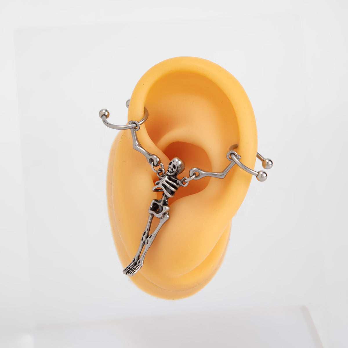 Planderful Skull Earbone Stud Earrings Titanium Steel Skeleton Jewelry For Women Bold Statement