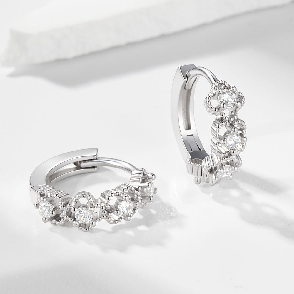 S925 Sterling Silver Zircon Earrings Ear Buckles Niche Exquisite Earrings