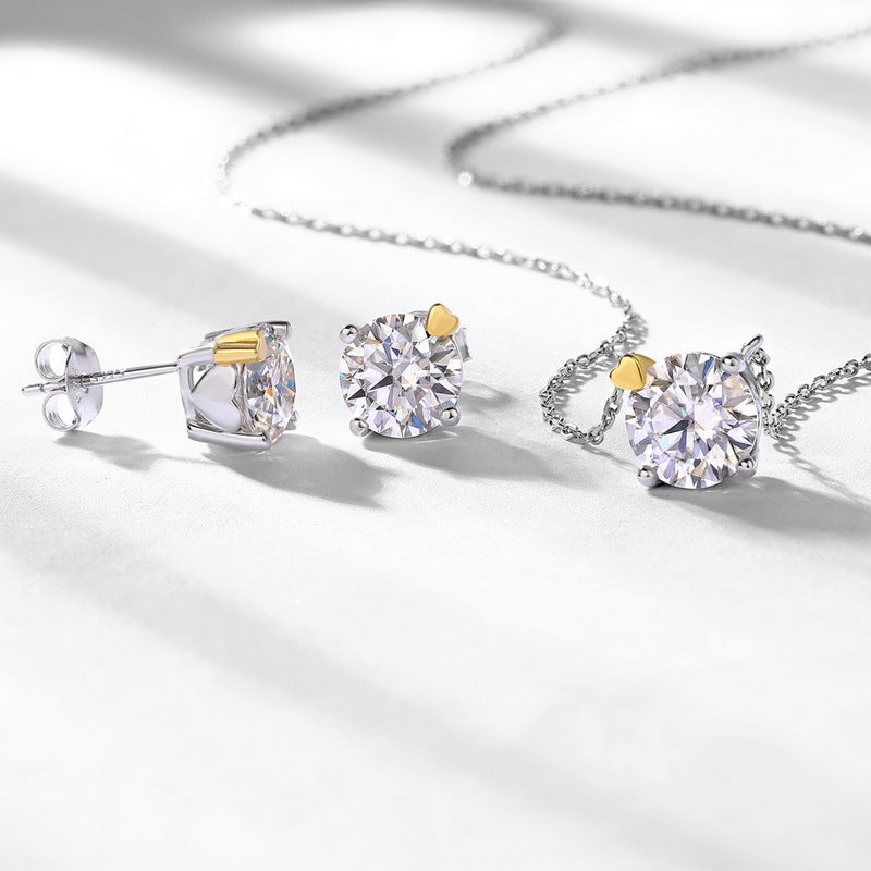 S925 Sterling Silver Moissanite Geometric Four-Prong Necklace