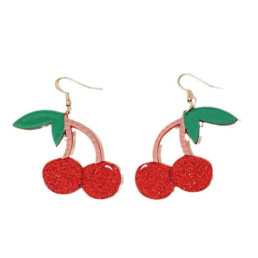 Whimsical Cherry Drop Earrings - European Style Fashion Jewelry