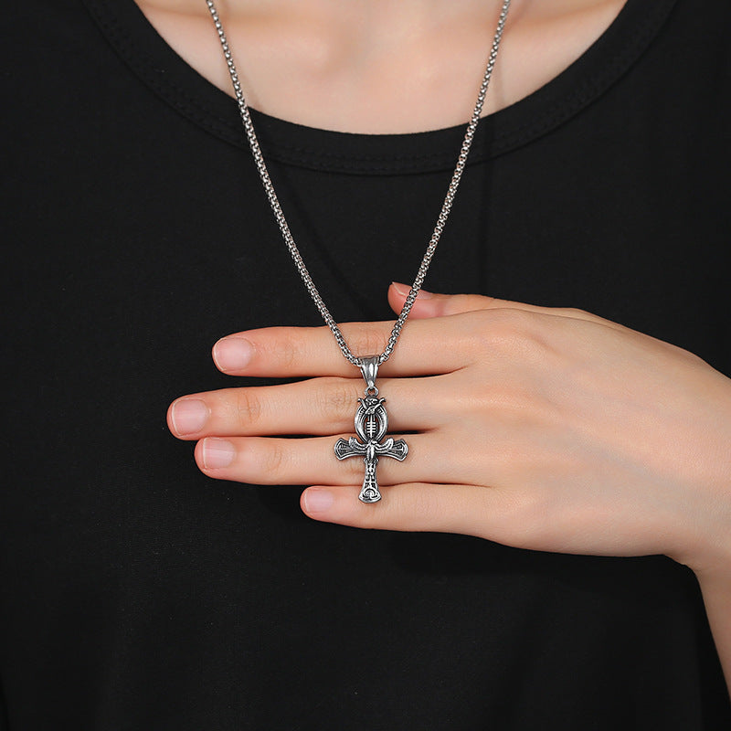 Cross Egyptian Stainless Steel Pendant Necklace