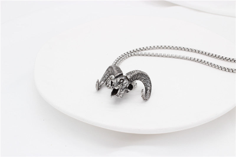 Planderful Anubis Pendant Titanium Steel, Personalized Retro Devil Goat Head, Unisex Protection Jewelry for Men