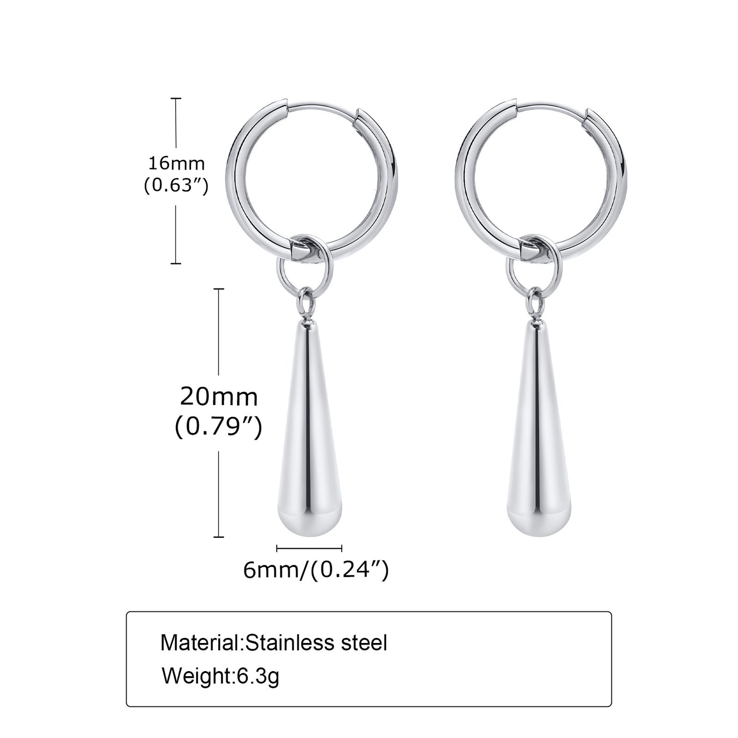 Titanium Steel Earrings Gold Water Drop Women Fashion Accessories