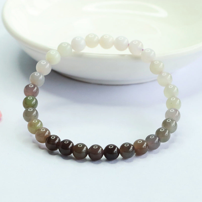 Smoke Purple Hetian Jade Round Bead Bracelet